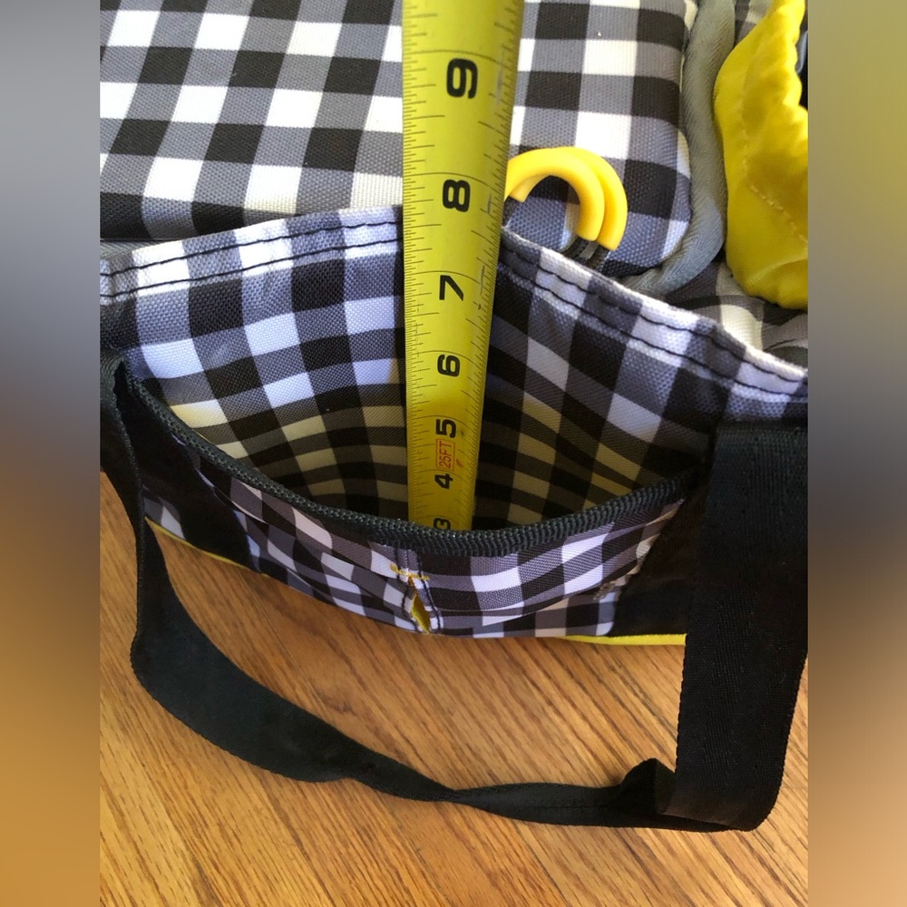 Black & White Gingham Picnic Tote with Yellow Trim - Picture 10 of 12